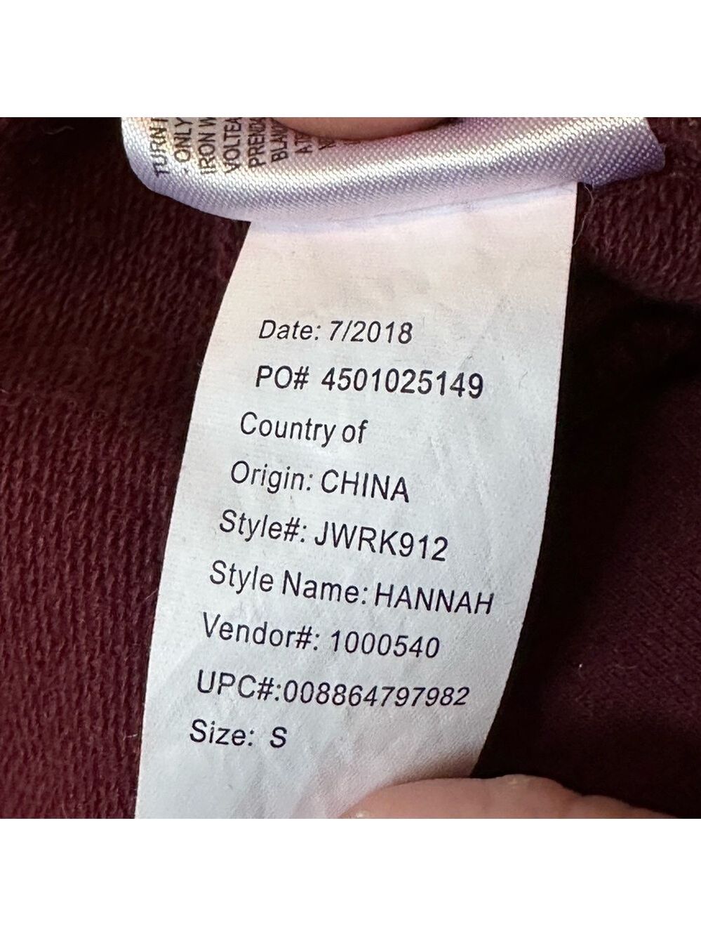 William Rast maroon Hannah sweatshirt with velvet detail size small - Picture 6 of 7